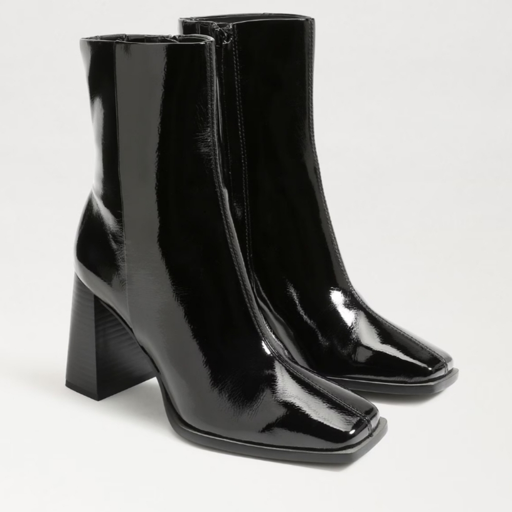 Sam Edelman boots Ivette booties black patent leather square heels sz 9 NWOT